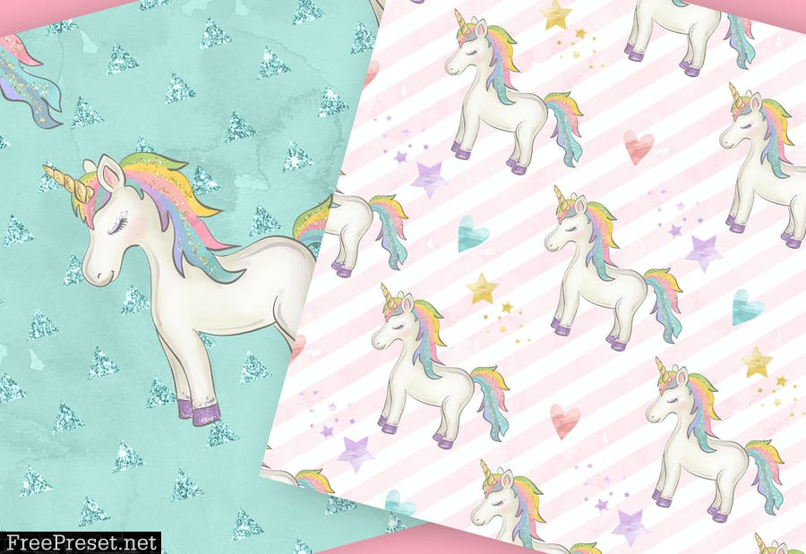 Unicorns digital paper pack DPSW478