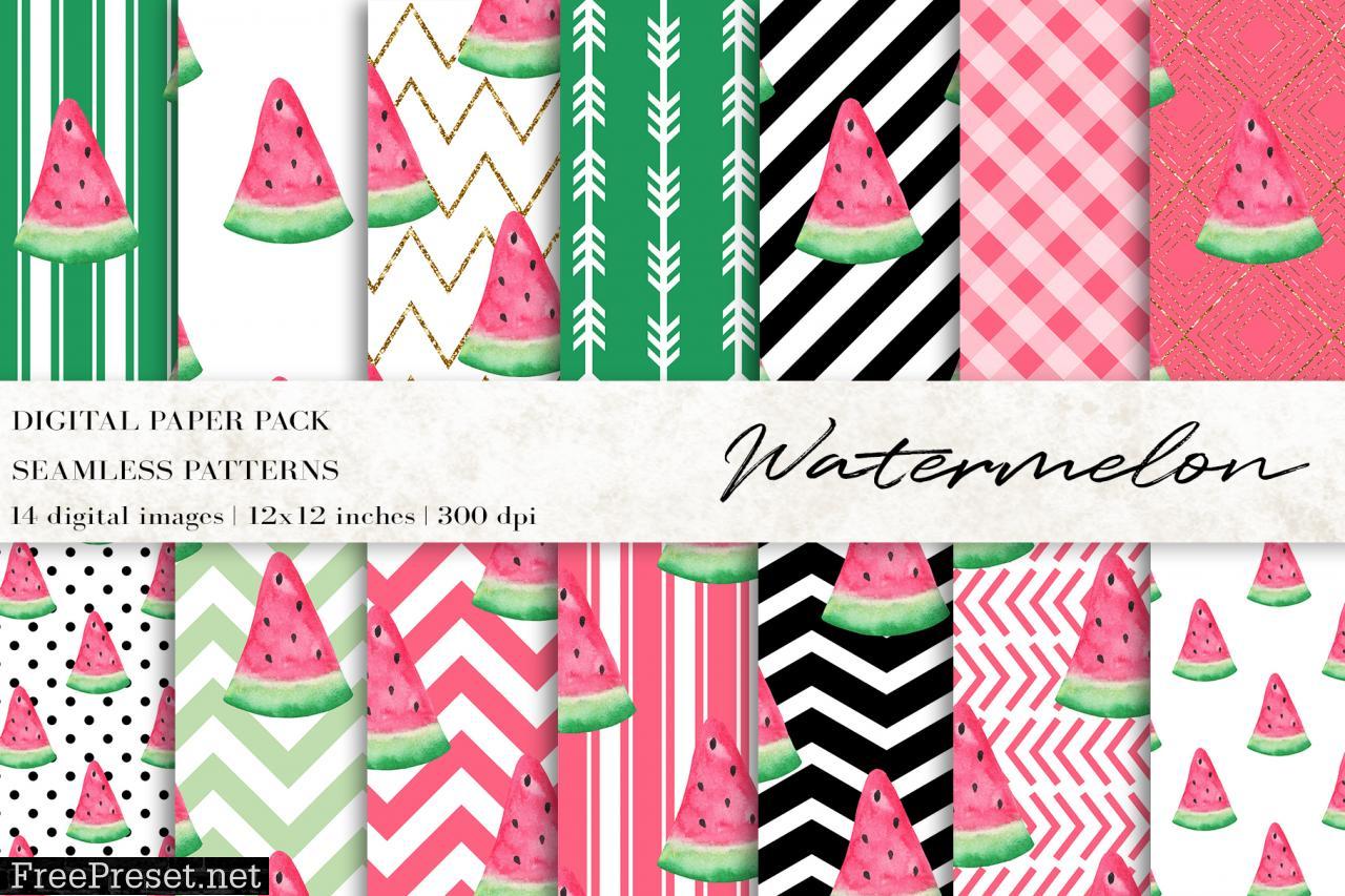 Watercolor Watermelon Digital Papers