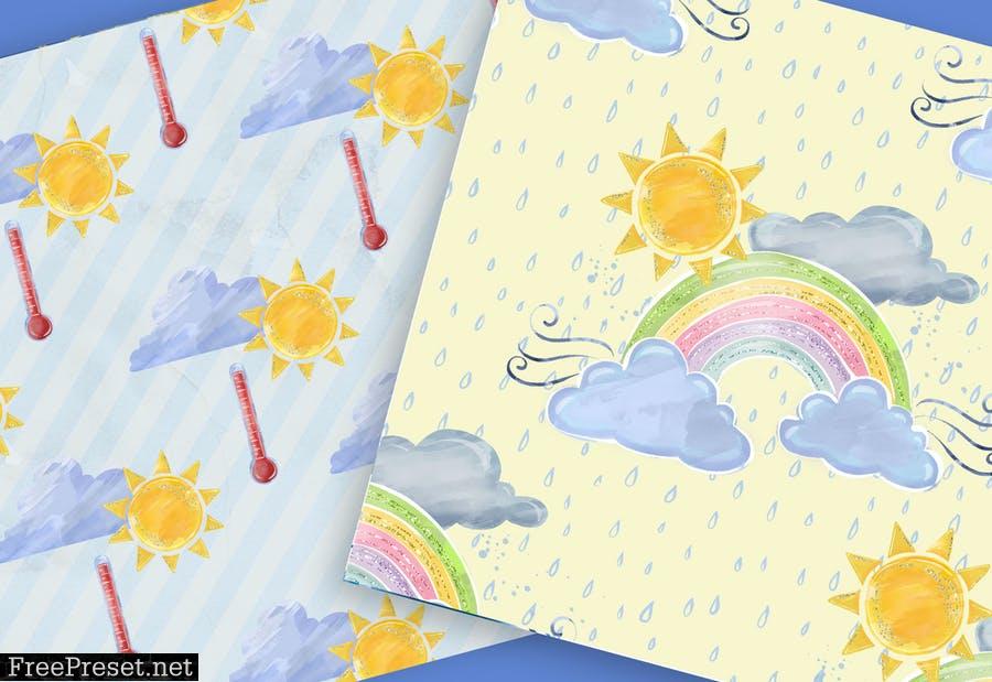 Watercolor Weather Digital paper pack KZ3RVSA