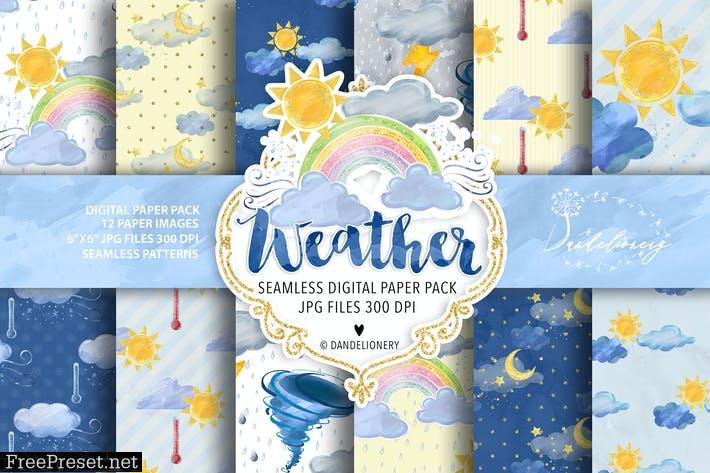 Watercolor Weather Digital paper pack KZ3RVSA