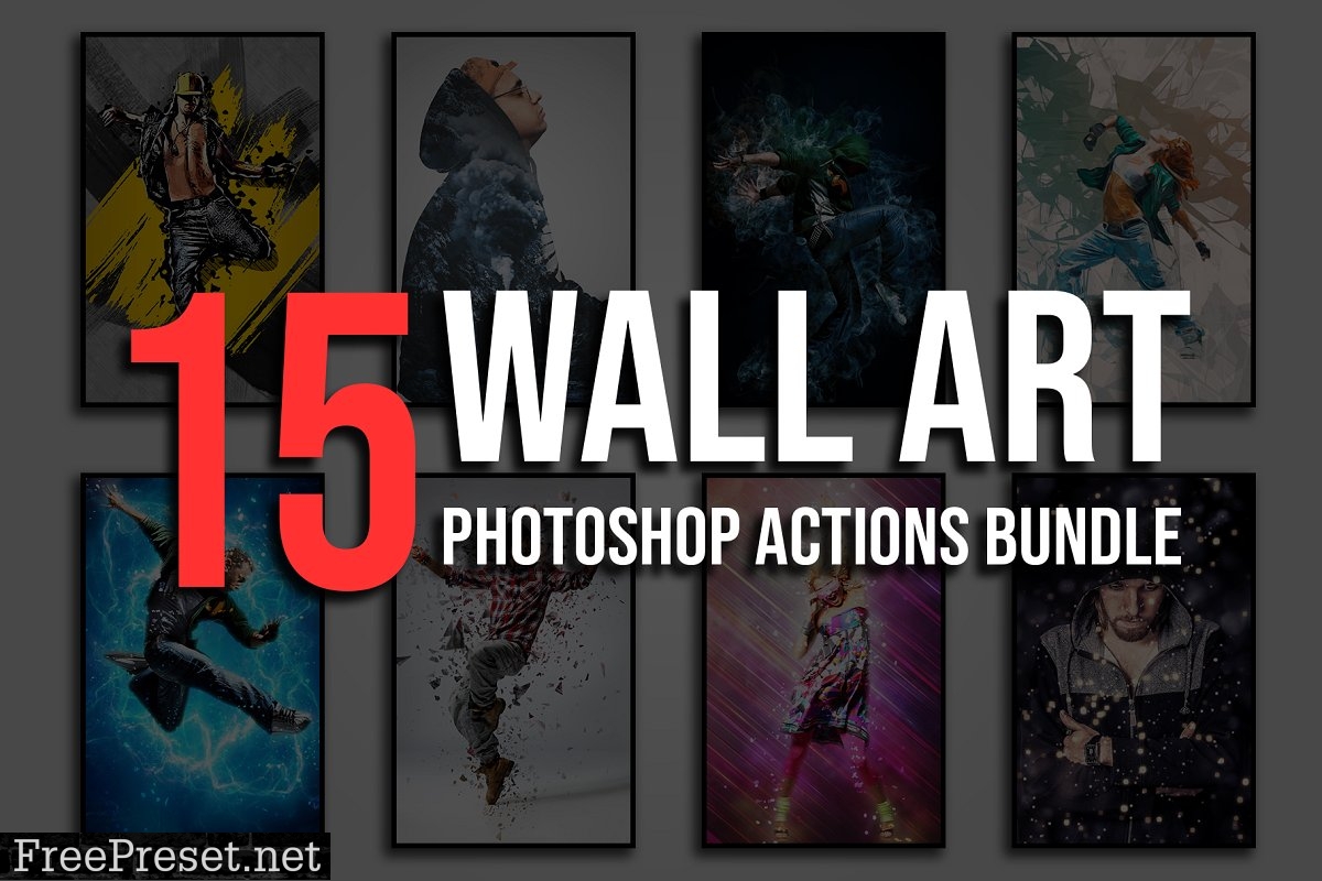 15 Wall Art Photoshop Actions Bundle 4828627