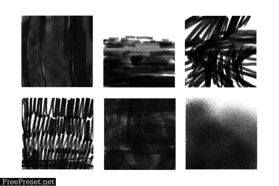 30 Charcoal Texture Photoshop Stamp Brushes