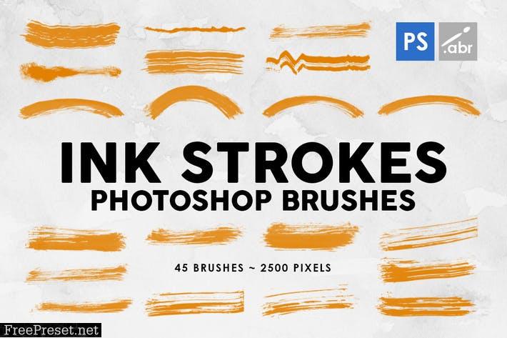 45 Ink Strokes Photoshop Stamp Brushes MB86ZPQ