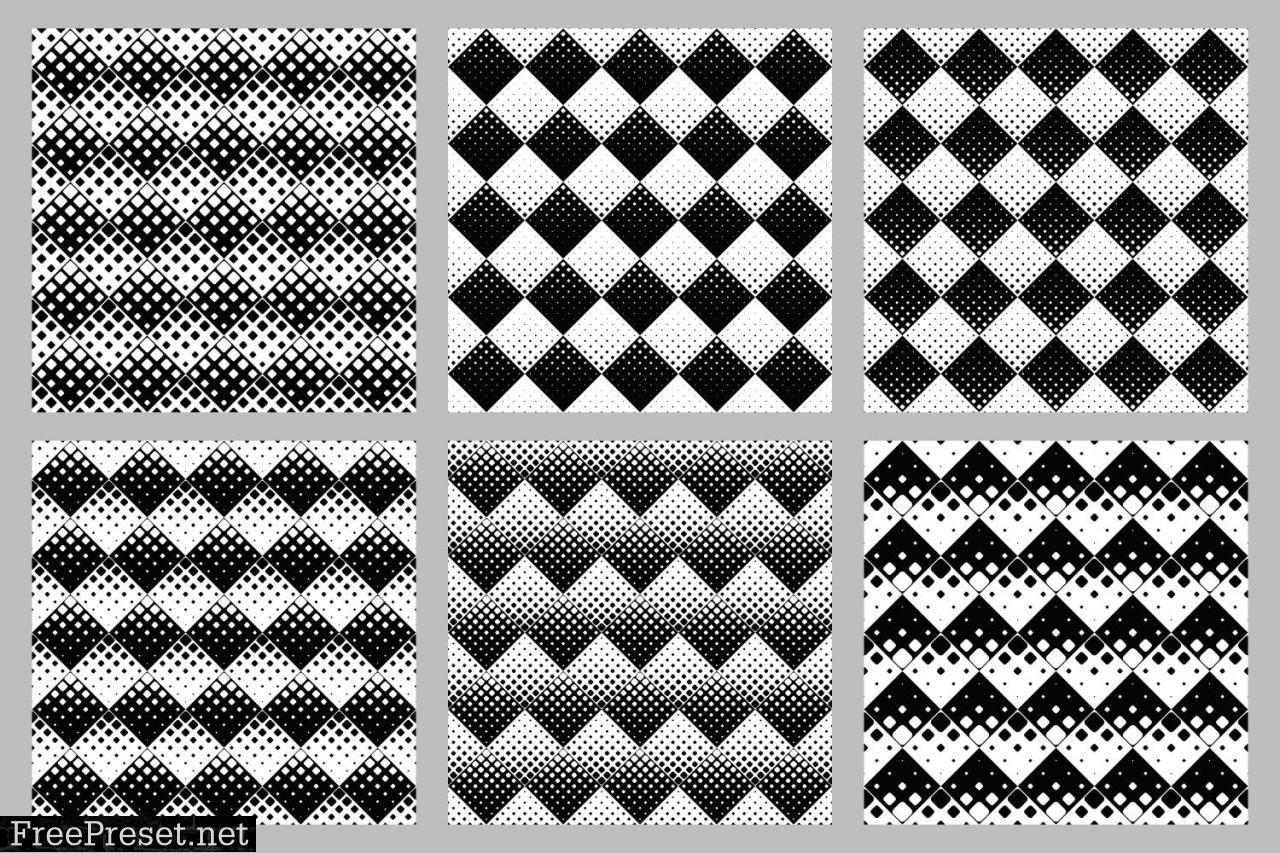 6 Seamless Rounded Square Patterns