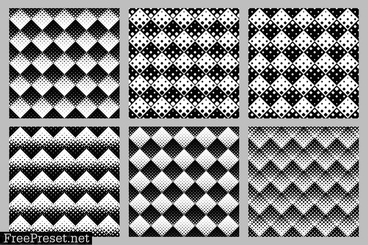 6 Seamless Rounded Square Patterns