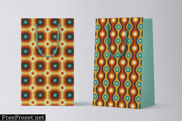 8 Modern Retro Patterns - Brown, Orange