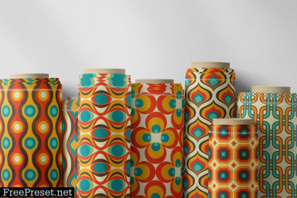 8 Modern Retro Patterns - Brown, Orange