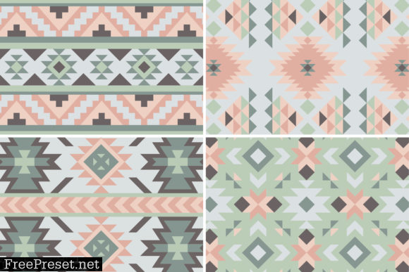 8 Southwest Patterns-Pink, Green & Gray