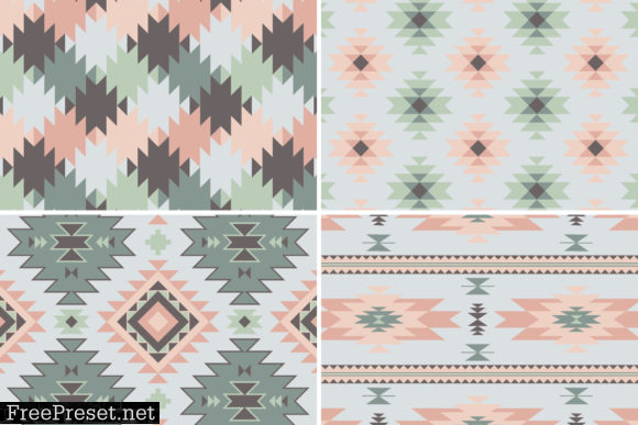 8 Southwest Patterns-Pink, Green & Gray