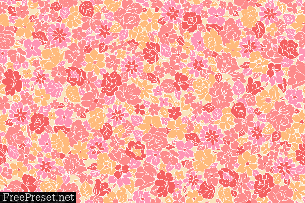 Ditsy floral in peach pink colours