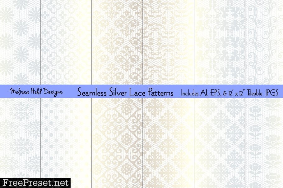 Seamless Silver Lace Patterns