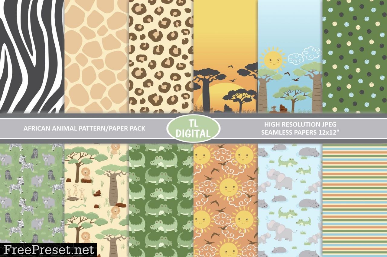 African Animals and Prints - 12 Seamless