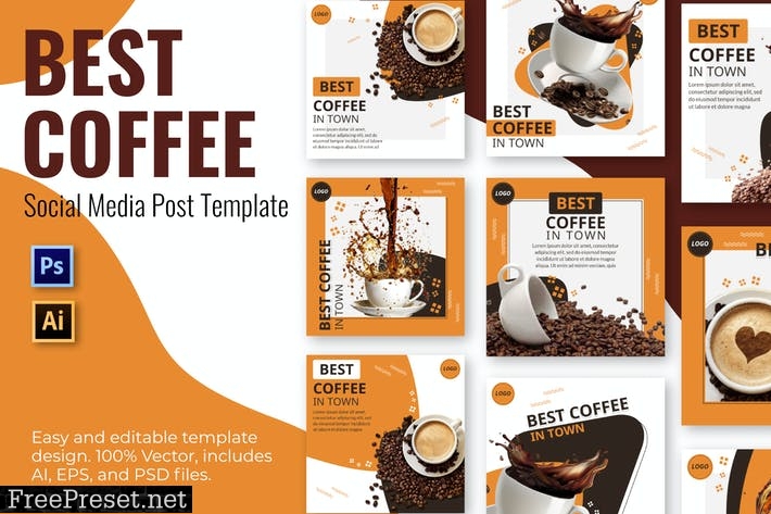 Black Coffee Social Media Template  UQLM9FY