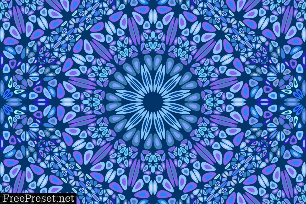 Blue Seamless Floral Mandala Pattern