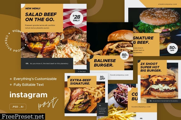 Burger Instagram Post - Social Media Kit TVYGQJX