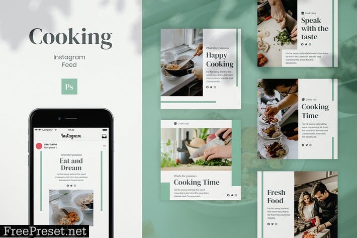 Cooking Instagram Feed Post Template 45EQNPD