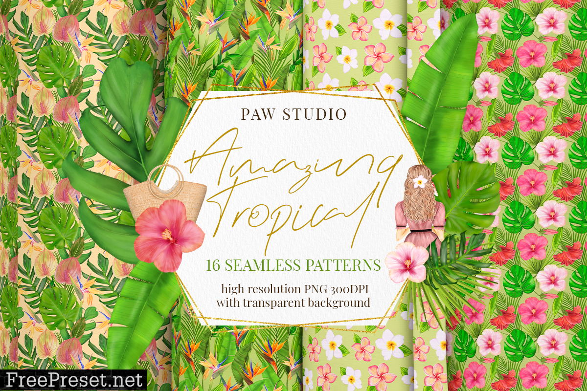 Exotic Tropical Seamless Patterns Summer