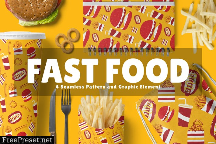 Fast Food Seamless Pattern and Graphic Element FANVVQ5