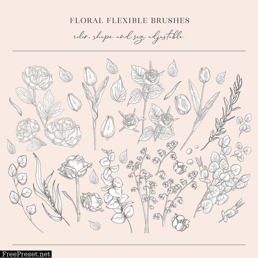 Floral Flexible Illustrator Brushes M3ZHD7E
