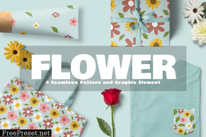 Flower Seamless Pattern And Graphic Element