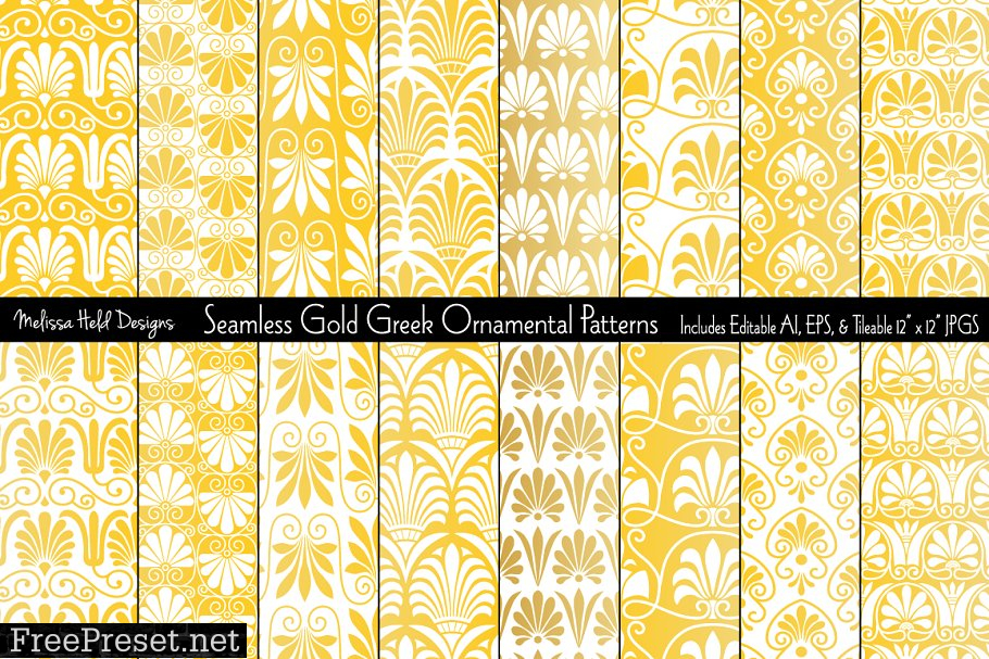 Gold Greek Ornamental Patterns