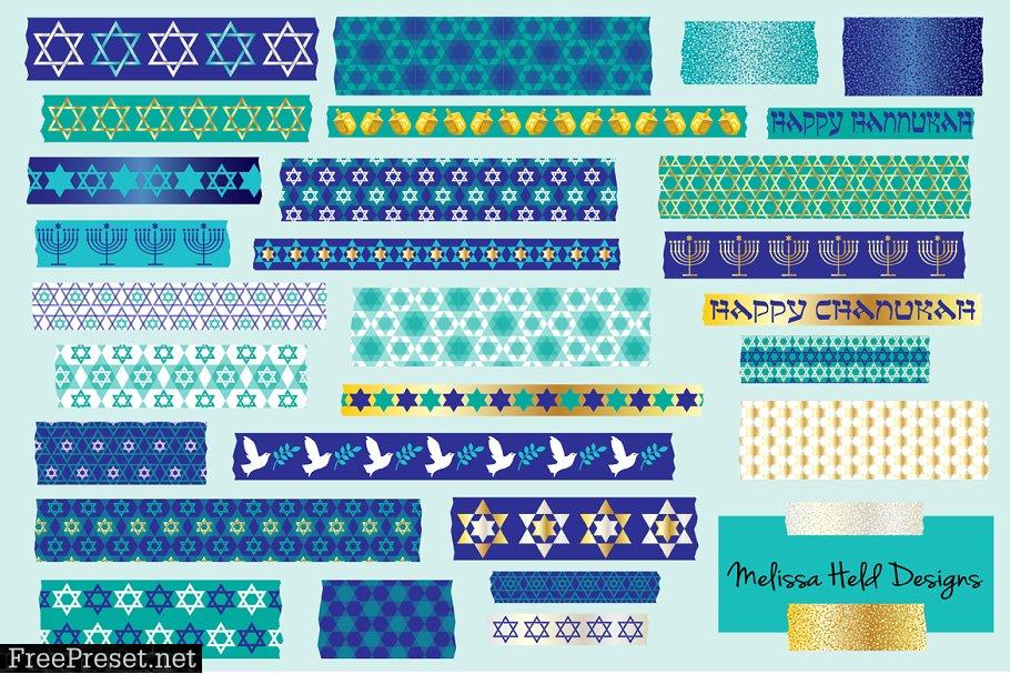 Hanukkah Washi Tape Clipart