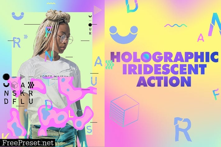 Holographic Iridescent Photoshop Action QYQC55D