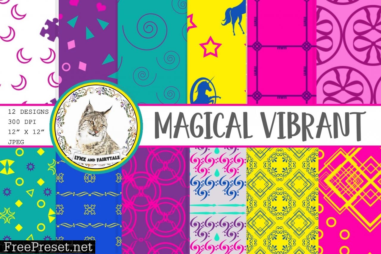 Magical Vibrant Paper Seamless Pattern