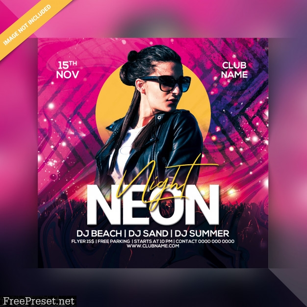 Neon night party flyer