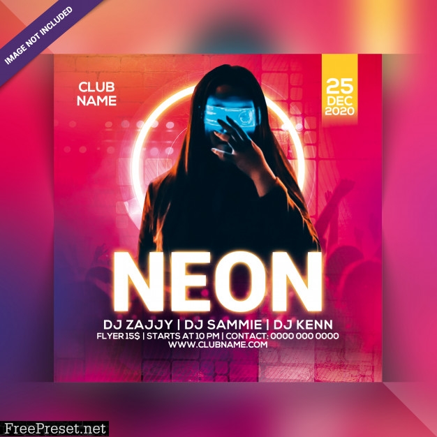 Neon night party flyer