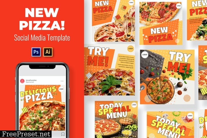 New Pizza Social Media Template BVZBJNK