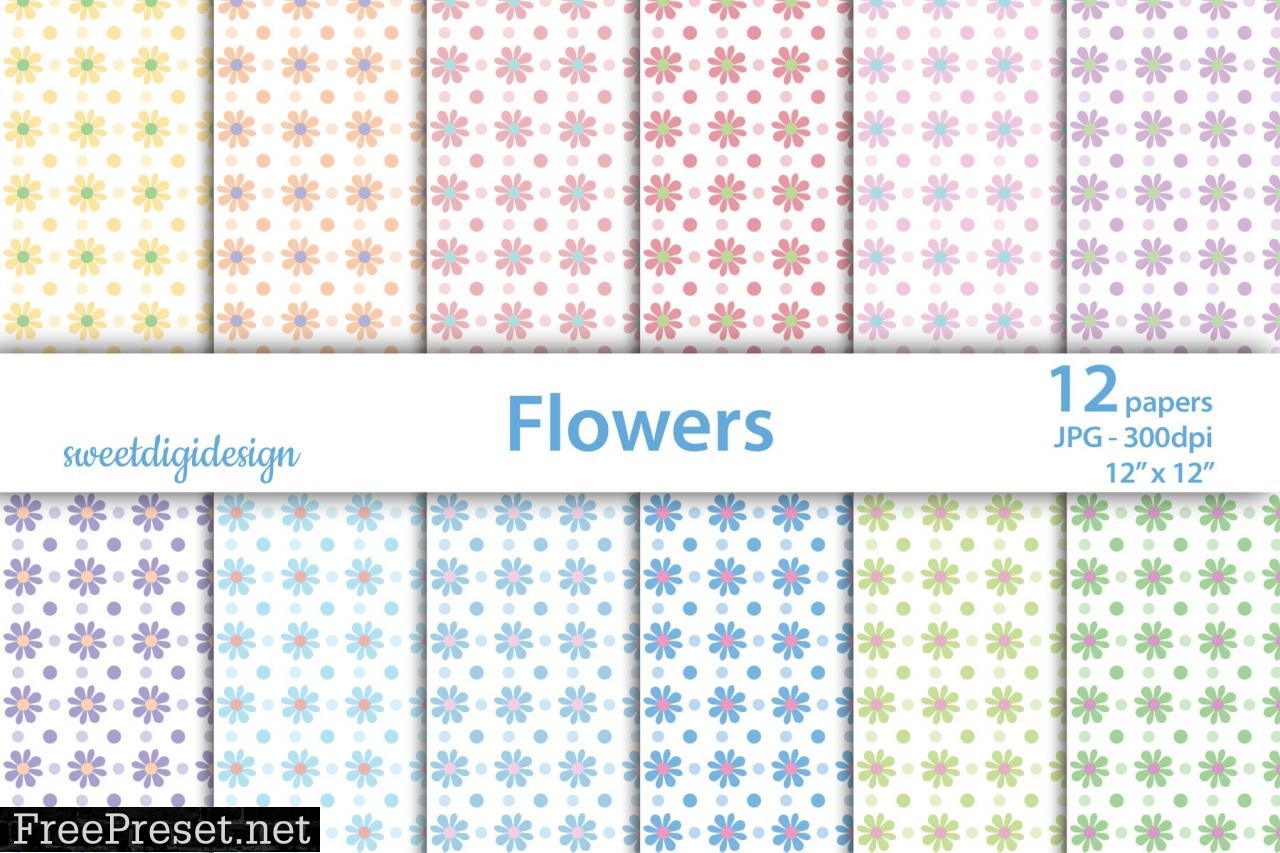 Pastel Flowers Mixed Backgrounds