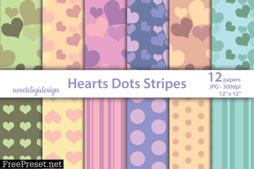 Pastel Hearts Seamless Patterns