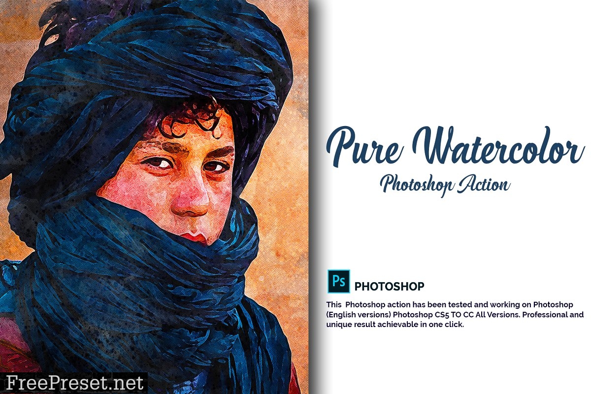 Pure Watercolor Photoshop Action 4880282
