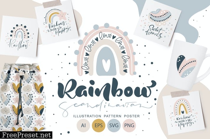 Rainbow scandinavian SVG QFKDTCG