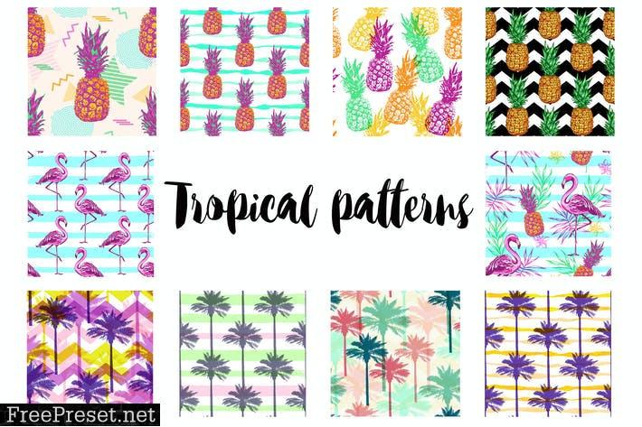 Retro Tropical Seamless Patterns 95UCH5R