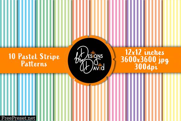 Scrapbook Paper Pastel Stripe Patterns