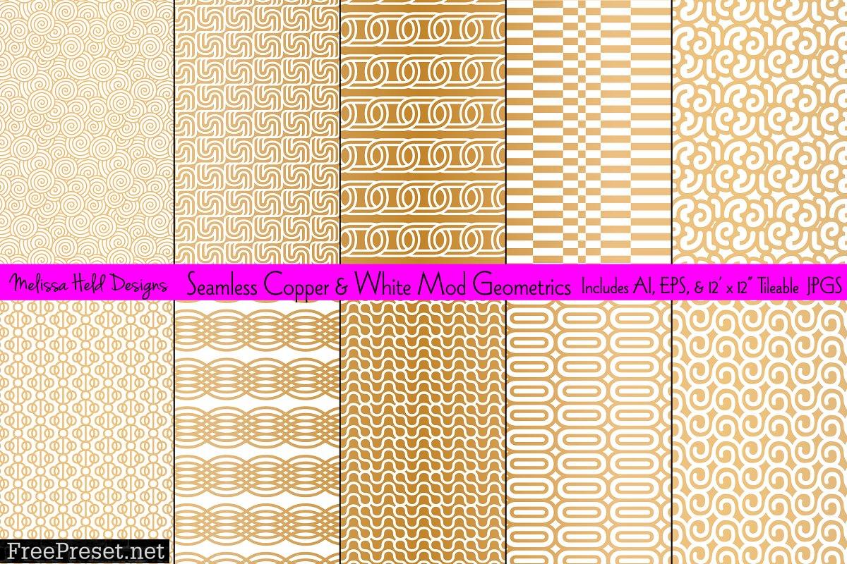 Seamless Copper White Mod Geometrics