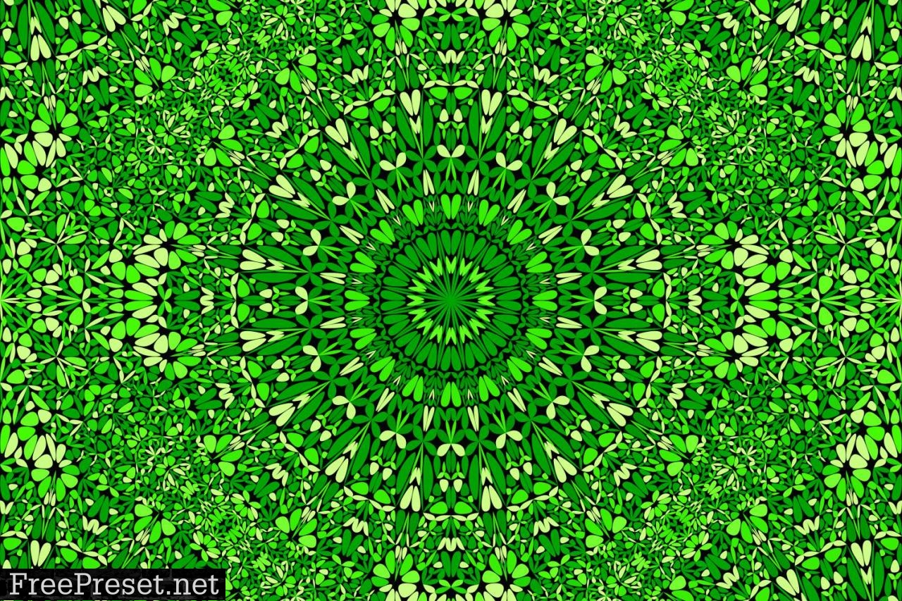 Seamless Green Floral Mandala Pattern