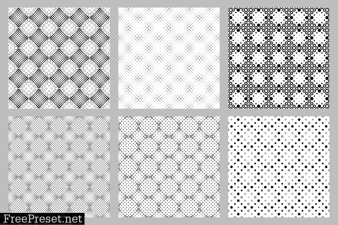 Seamless Monochrome Circle Pattern Set