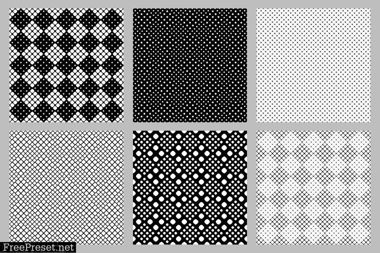 Seamless Monochrome Square Pattern Set