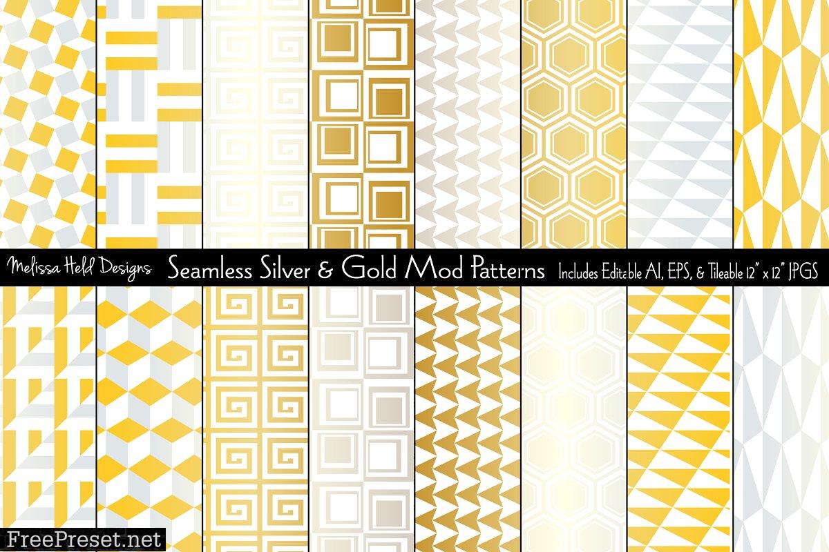 Seamless Silver & Gold Mod Patterns