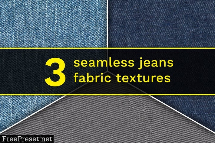 Set of 3 different seamless denim fabric textures T7GWWNJ