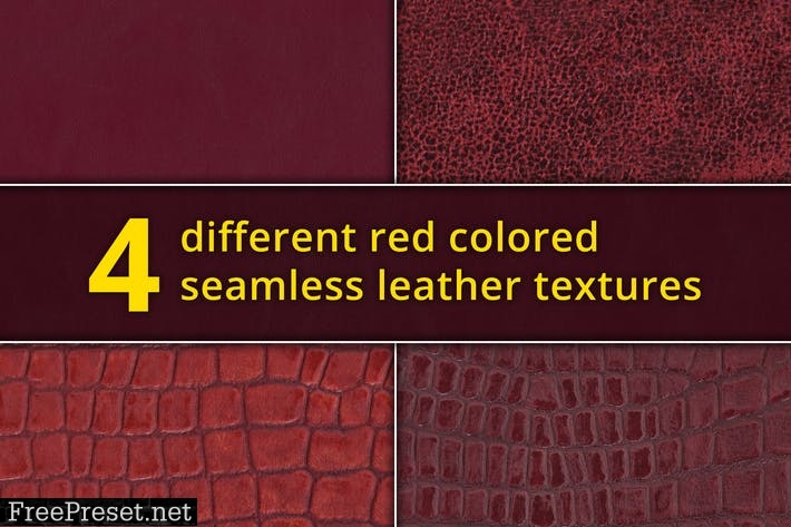 Set of 4 seamless red leather textures YMRNMSZ