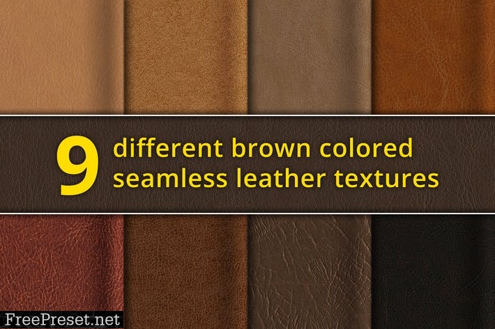 Set of 9 seamless brown leather textures TC5NBJR