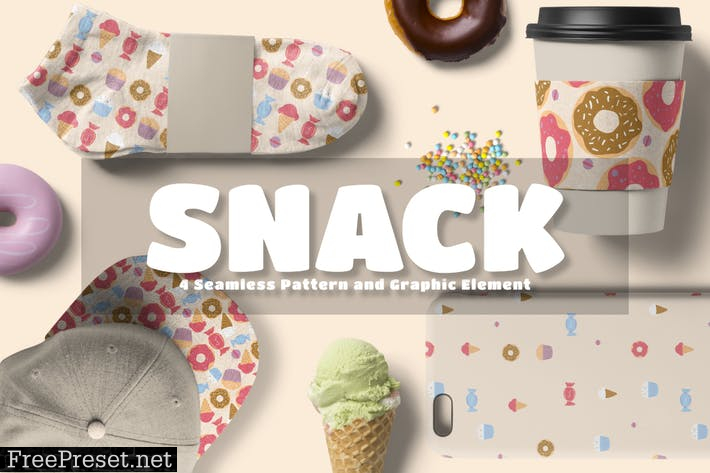 Snack Seamless Pattern and Graphic Element PLBU8PU