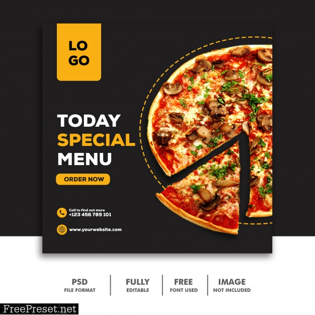 Social media banner post template food special menu pizza