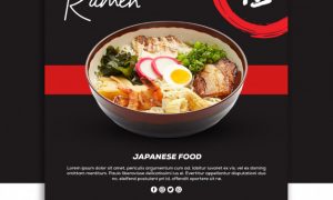 Social media banner post template japanese food ramen