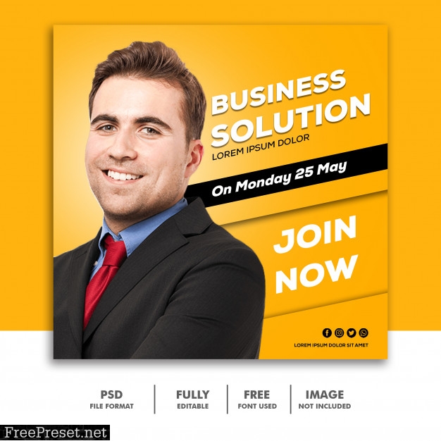 Square banner social media post template business yellow