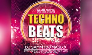 Techno beats party flyer